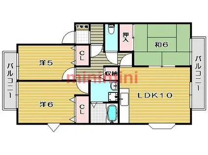 カーサクレール(3LDK/1階)の間取り写真