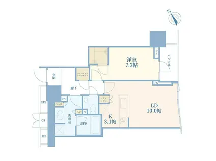 プラウド代官山フロント(1LDK/2階)の間取り写真