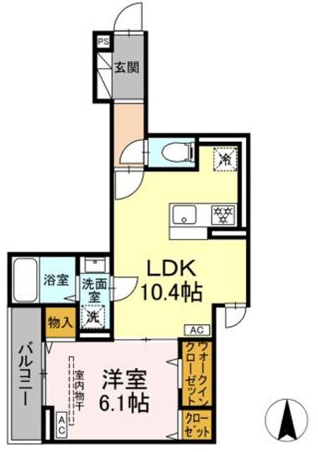 D PAINA 中野島II(1LDK/3階)の間取り写真
