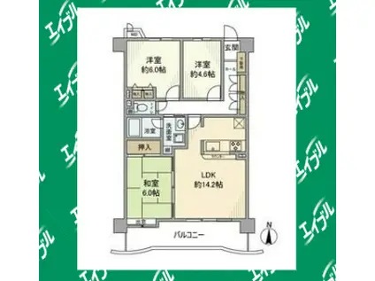 ダイアパレス日進(3LDK/7階)の間取り写真