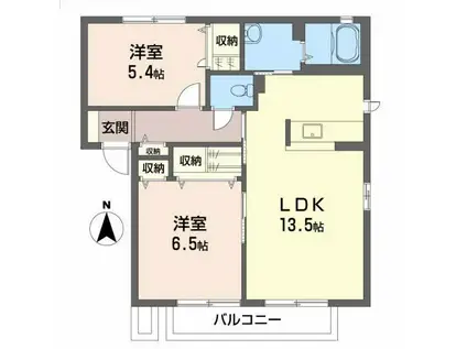 ベルメゾンB(2LDK/1階)の間取り写真