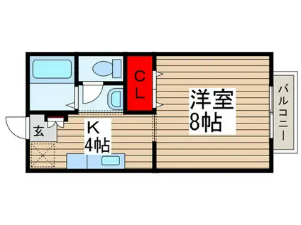 グランディールシーコE棟(1K/1階)の間取り写真