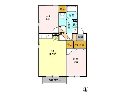 セードル小川B(2LDK/2階)の間取り写真