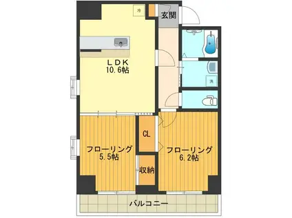 アクロス立川I(2LDK/8階)の間取り写真