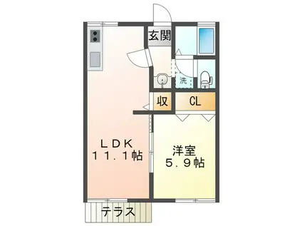 リバティハウス(1LDK/1階)の間取り写真