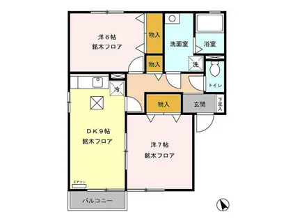 セレーノA/B/C(2DK/1階)の間取り写真