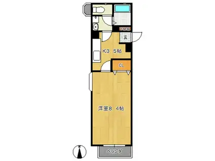 イーストクリーク(1K/3階)の間取り写真