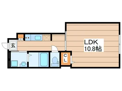 メゾンドプルーン北山(1K/1階)の間取り写真