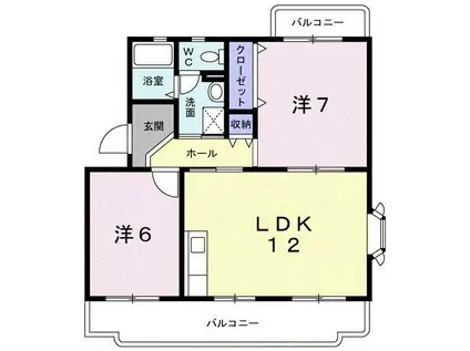 ソシア宮原(2LDK/1階)の間取り写真