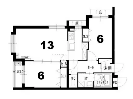 ノヴァ白石-II(2LDK/4階)の間取り写真
