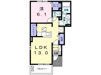 ソレイユ ランコントル(1LDK/1階)の間取り写真