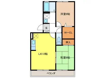 エスパス寺島(2LDK/1階)の間取り写真