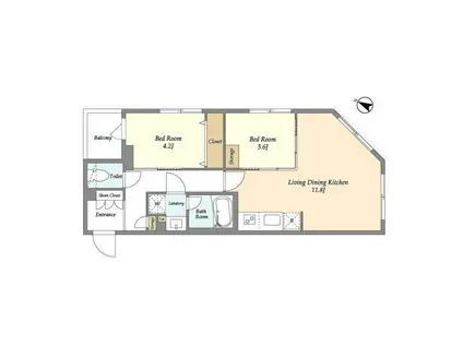 ウェルスクエア中野富士見町(2LDK/4階)の間取り写真