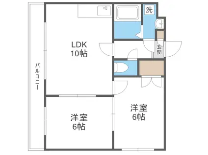 プログレスシティ菊水(2LDK/4階)の間取り写真