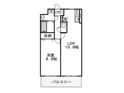 壱番館元今泉(1LDK/2階)の間取り写真