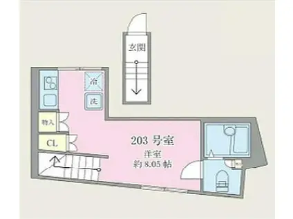 クレスト練馬春日町(ワンルーム/2階)の間取り写真