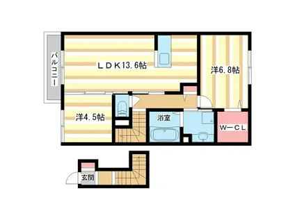 ヴィラウエストII(2LDK/2階)の間取り写真