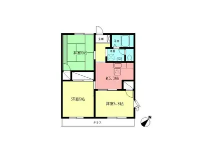 エイム I(3K/1階)の間取り写真