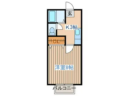 Uパーク(1K/2階)の間取り写真