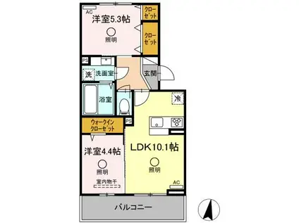 クレリア(2LDK/3階)の間取り写真