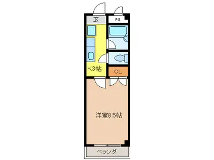 エントピア岐阜II(1K/2階)の間取り写真