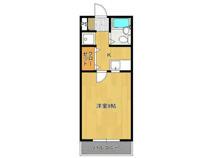 レジデンス白梅(1K/1階)の間取り写真