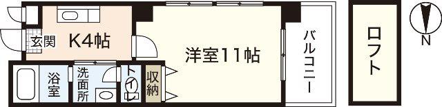 第13平勝ビル(1K/4階)の間取り写真