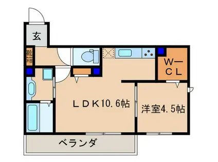 CHOUCHOUにおの浜(1LDK/1階)の間取り写真