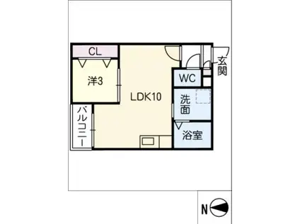 GRANDBLUE SHOHOI(1LDK/2階)の間取り写真