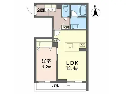 エクラジェント(1LDK/2階)の間取り写真