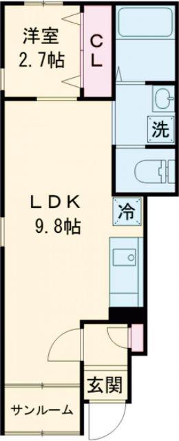 ヴィアアヴァンティ1号棟(1LDK/1階)の間取り写真