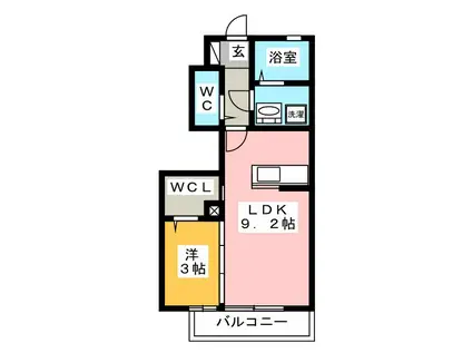 メゾンプラザB棟(1LDK/1階)の間取り写真