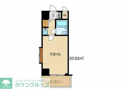 ライオンズマンション高崎田町(1K/5階)の間取り写真