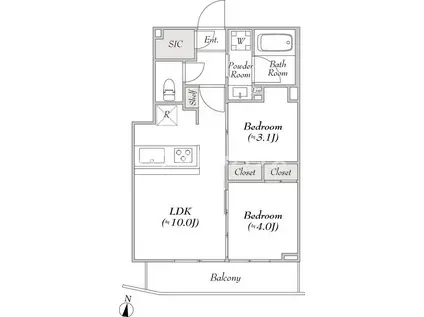 ルミーク本町イースト(2LDK/5階)の間取り写真