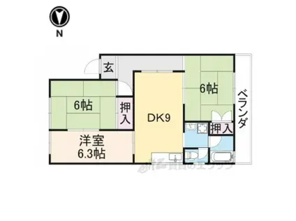 一森ハイツ(3DK/2階)の間取り写真