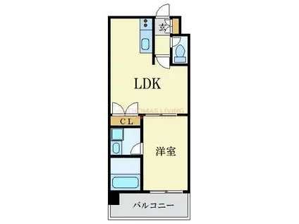 レジディア薬院大通(1LDK/6階)の間取り写真