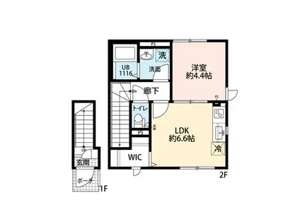 ヴィエント境南(1LDK/2階)の間取り写真