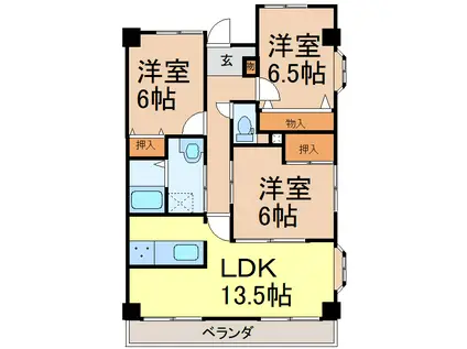 アルファーレジデンス下栗(3LDK/7階)の間取り写真