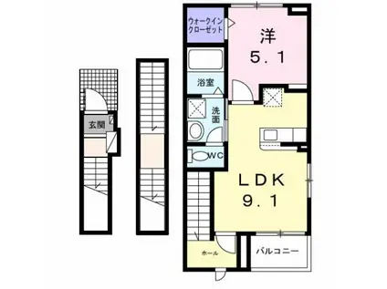 デュルセ大財(1LDK/3階)の間取り写真