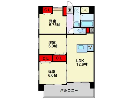 VENT CREST (3LDK/3階)の間取り写真