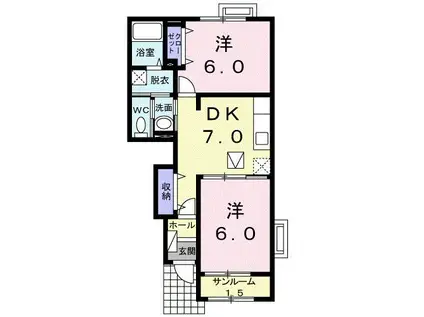 グラシオッソII(2DK/1階)の間取り写真
