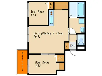 ビタミンテラス明石大久保(2LDK/3階)の間取り写真