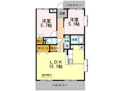 ヴェルドミール(2LDK/1階)の間取り写真