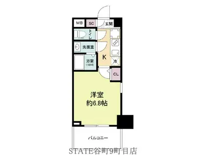 セレニテ日本橋ミラク(1K/12階)の間取り写真