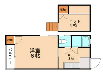タウンハイツ守恒(1K/1階)の間取り写真