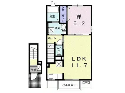 ユトリロ(1LDK/2階)の間取り写真