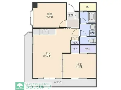 グリーンプラザ(2LDK/5階)の間取り写真