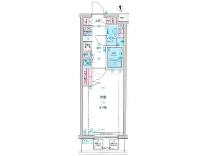 ジェノヴィア亀戸水神スカイガーデン(1K/4階)の間取り写真