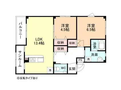 スウィートガーデンI(2LDK/2階)の間取り写真