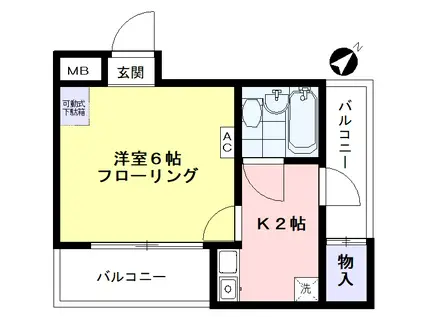ヒルサイド神楽坂(1K/5階)の間取り写真